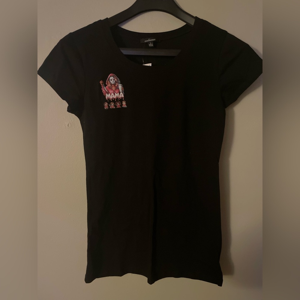Custom made Black horror themed mama Graphic T-Shirt